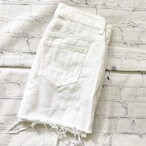 PacSun White Denim Pink Floral Embroidered Mini Skirt